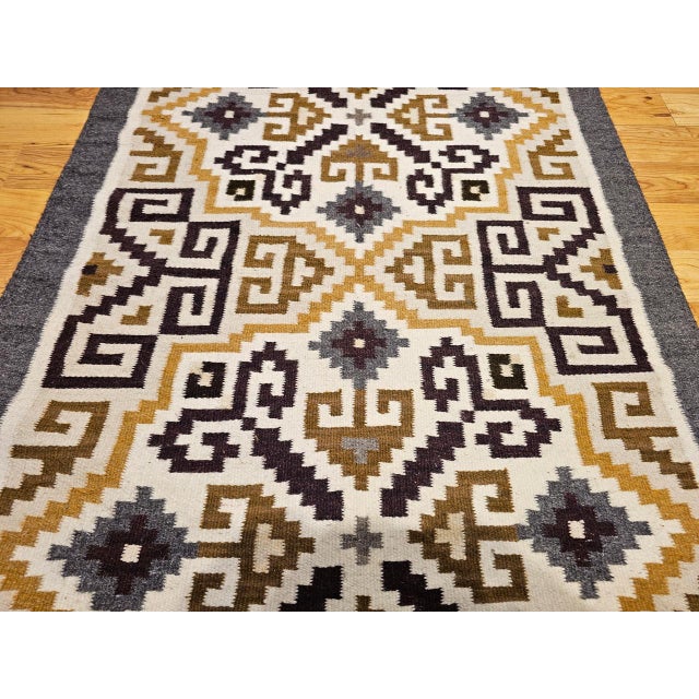 Textile Vintage Native American Navajo Rug, Handwoven Wool, Allover Geometric Pattern, 3x5 For Sale - Image 7 of 13