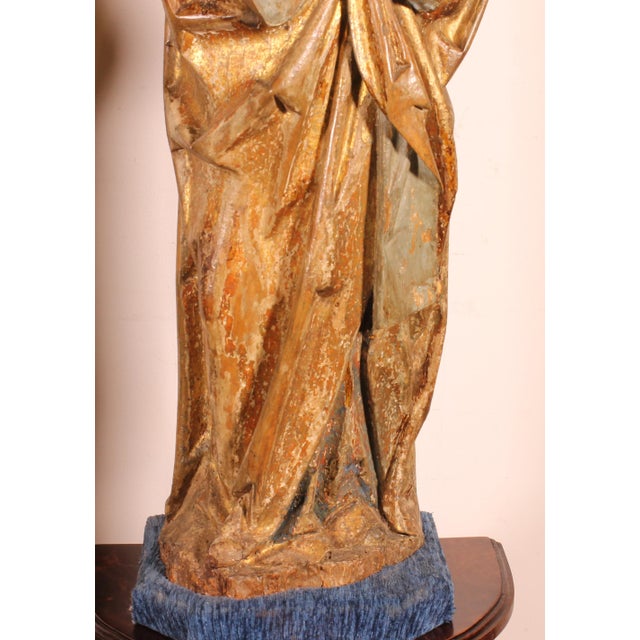 Spanish Artist, Saint John the Baptist and the Virgin Mary from a Crucifixion Group, 1500, Walnut, Set of 2 For Sale - Image 5 of 18