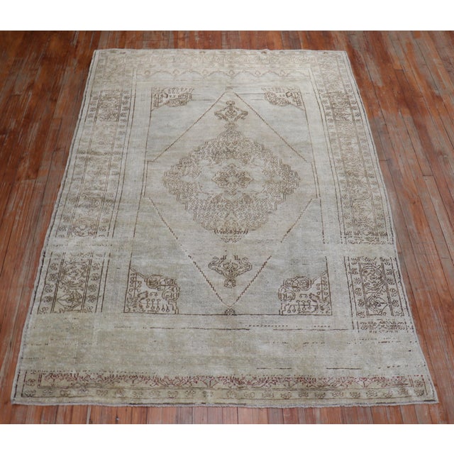 Neutral Tone Vintage Turkish Oushak Rug For Sale - Image 14 of 18
