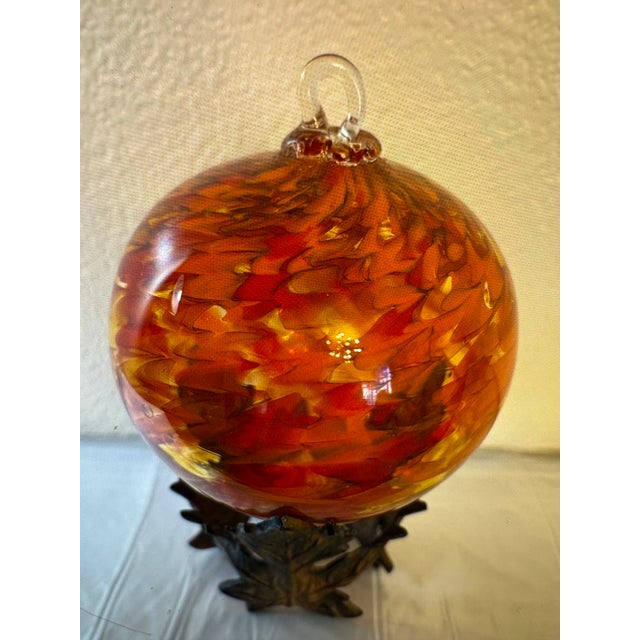 Mid-Century Modern Vintage Friendship Ball or Gazing Ball With Holder For Sale - Image 3 of 6