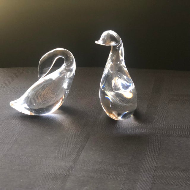 1980s Mid-Century Modern Steuben Solid Crystal Waterfowl Figurines - Pair For Sale - Image 5 of 8