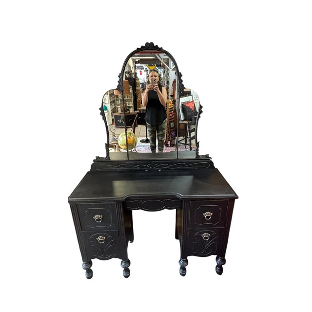 Bring timeless glamour to a bedroom or dressing room with this beautifully proportioned vintage vanity featuring a...