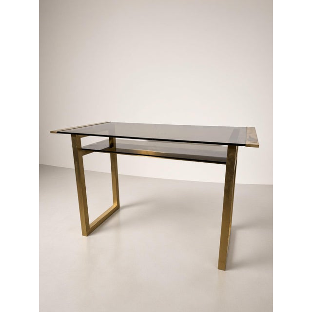 Mid-Century Italian Brass Desk and Chair, 1970s, Set of 2 For Sale - Image 11 of 14