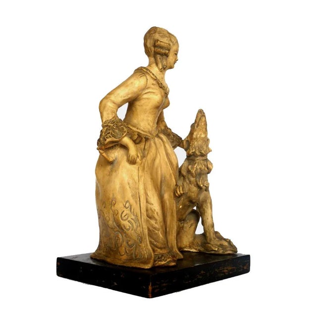 Earthenware sculpture Wood base Perfect condiction h: 24 cm base: 15x12.5 cm This piece has an attribution mark, I am sure...