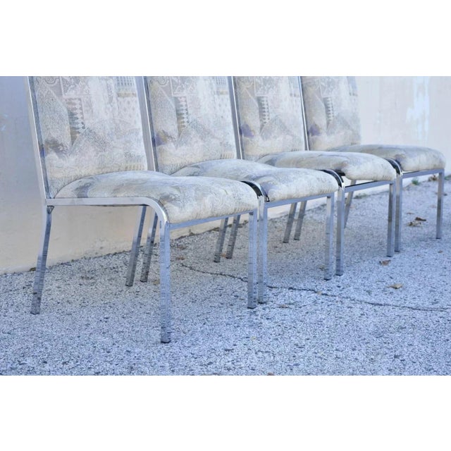 Late 20th Century Vintage Mid Century Polished Chrome Frame Rolled Back Dining Chairs - Set of 4 For Sale - Image 12 of 12