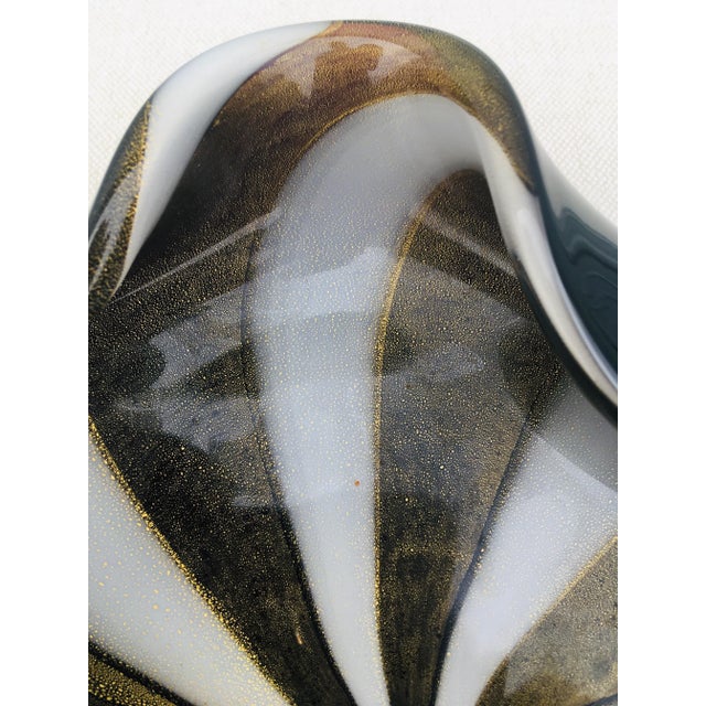 Mid Century Modern Alfredo Barbini Black and White Gold Flex Italian Bowl. For Sale In Philadelphia - Image 6 of 12