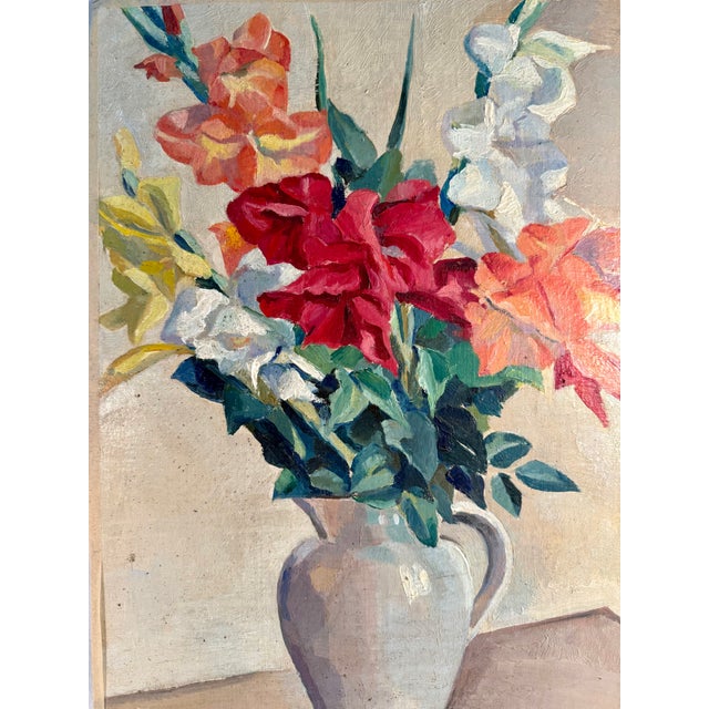 Vintage, French Oil on Board, Floral Painting For Sale - Image 4 of 7