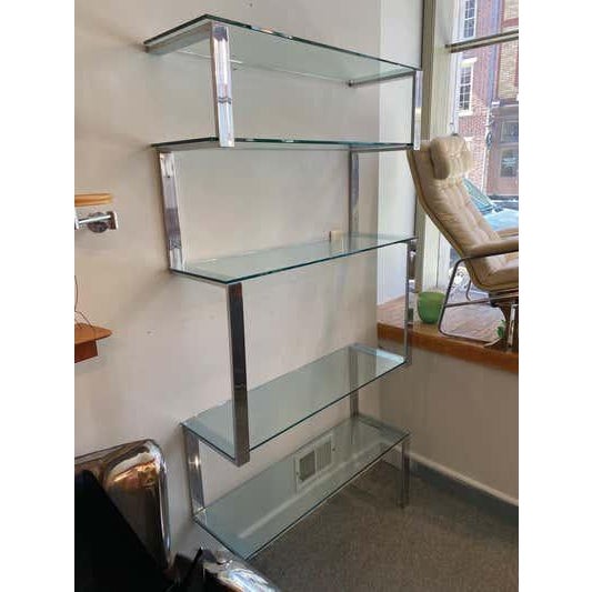 Late 20th Century Tri-Mark Chrome and Glass Wall Shelf attributed to James Howell For Sale In Philadelphia - Image 6 of 10