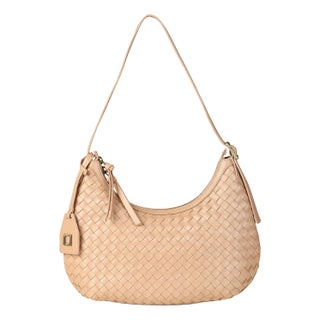 Rafe Alva Woven Leather Hobo Crossbody in Buff For Sale