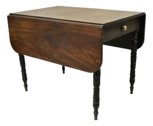 19th Century American Sheraton Mahogany Drawer Drop Leaf Breakfast Dining Table