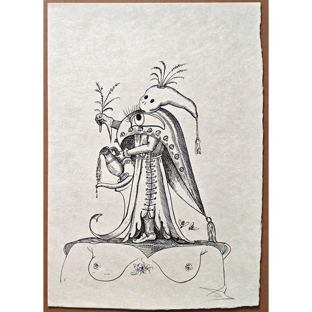 Salvador dali maître editue de l'île sonnante (master aedituus of the ringing island) from "les songes drôlatiques de...