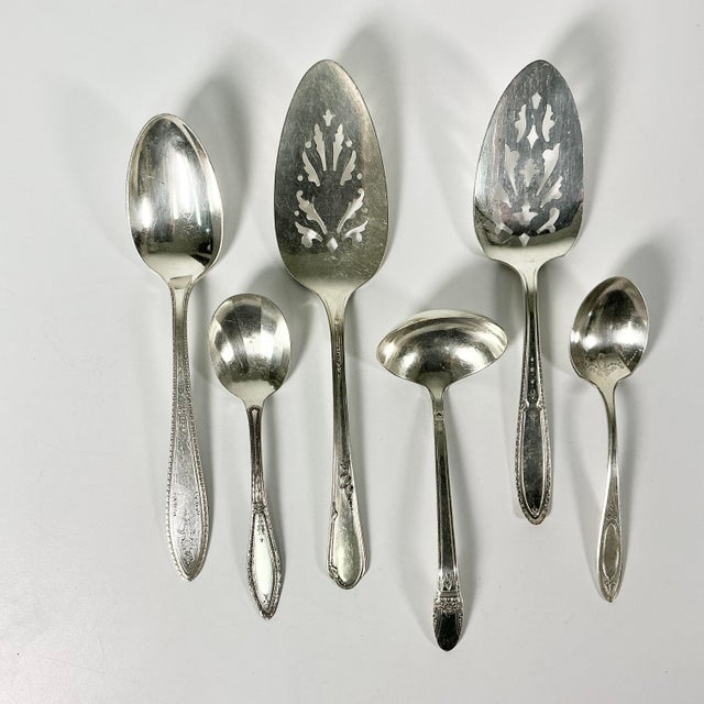 Mid-Century Modern Mid 20th Century Boho Chic Hollywood Regency Silverplate Serving Utensils - Set of 6. For Sale - Image 3 of 11