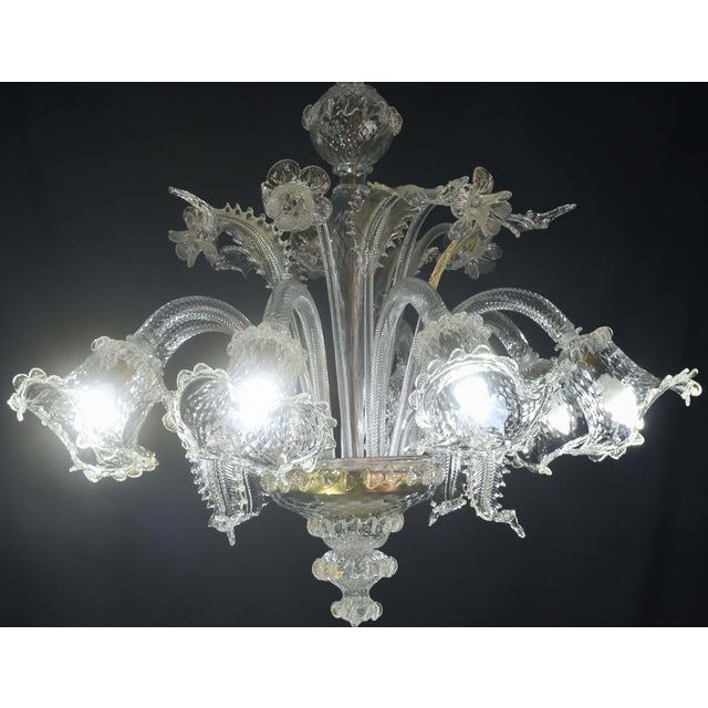 1970s 1970s Wonderful Large Size Venetian Chandelier, Transparent and Gold Murano Glass For Sale - Image 5 of 18