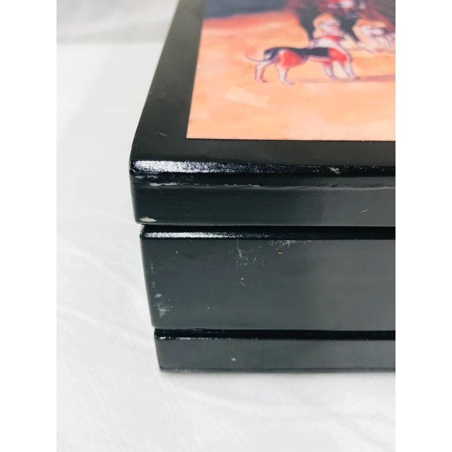 Late 20th Century Lacquered Stationary Box With Hunt Scene For Sale - Image 9 of 11