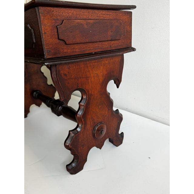 Antique Victorian Renaissance Revival Lift Top Walnut Sewing Table For Sale - Image 4 of 8