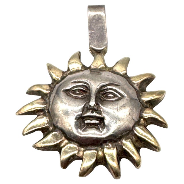 Late 20th Century Sergio Bustamante Sterling Silver & Gilt Sun Face Pendant Limited Edition 6/99 For Sale - Image 5 of 18