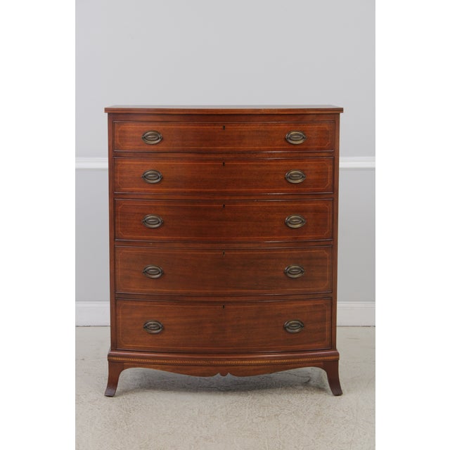 Biggs 5 Drawer Inlaid Mahogany High Chest For Sale - Image 13 of 15