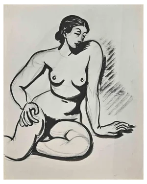 Jean Delpech, Nude, Original Watercolour, Mid-20th Century