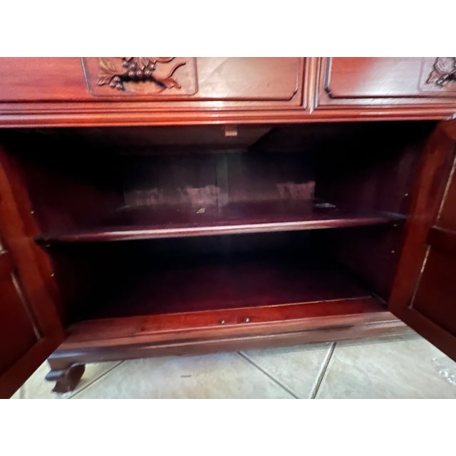 Mid 20th Century Rosewood China With Chinese Ming Carvings