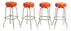 Mid Century Swiveling Seat Barstools Original Chrome Orange Vinyl Dietz & Sons Newark New Jersey a Set of Four