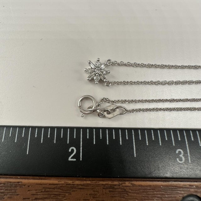 Early 21st Century Diamond Snowflake Necklace in 10kt White Gold – 0.10ctw, 16.25in, New For Sale - Image 5 of 5