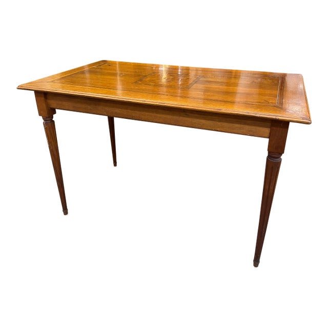 Vintage Checkerboard Wood Inlay Game Table For Sale