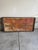 Vintage double-sided metal sign for Excel Flower Gardens, featuring hand-painted lettering, directional arrows, and...