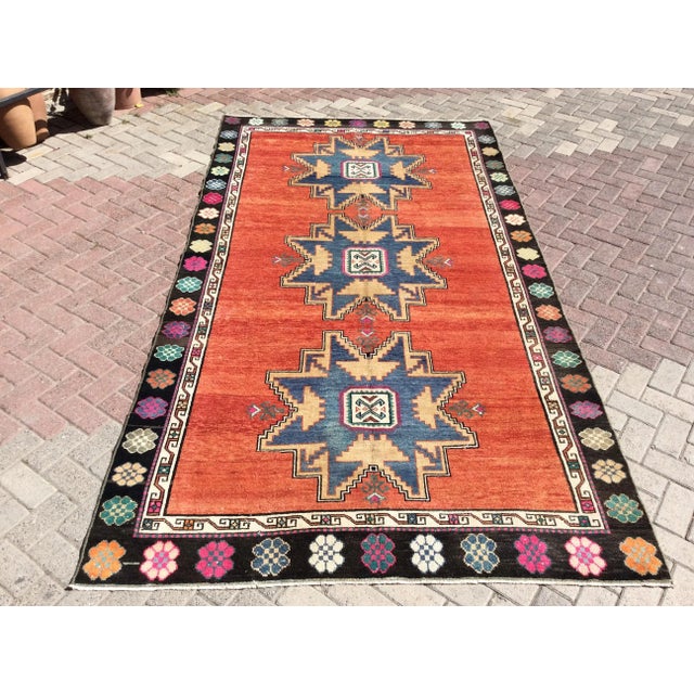 Red Hand Knotted Vintage Turkish Area Rug - 69" X 128" For Sale - Image 13 of 13