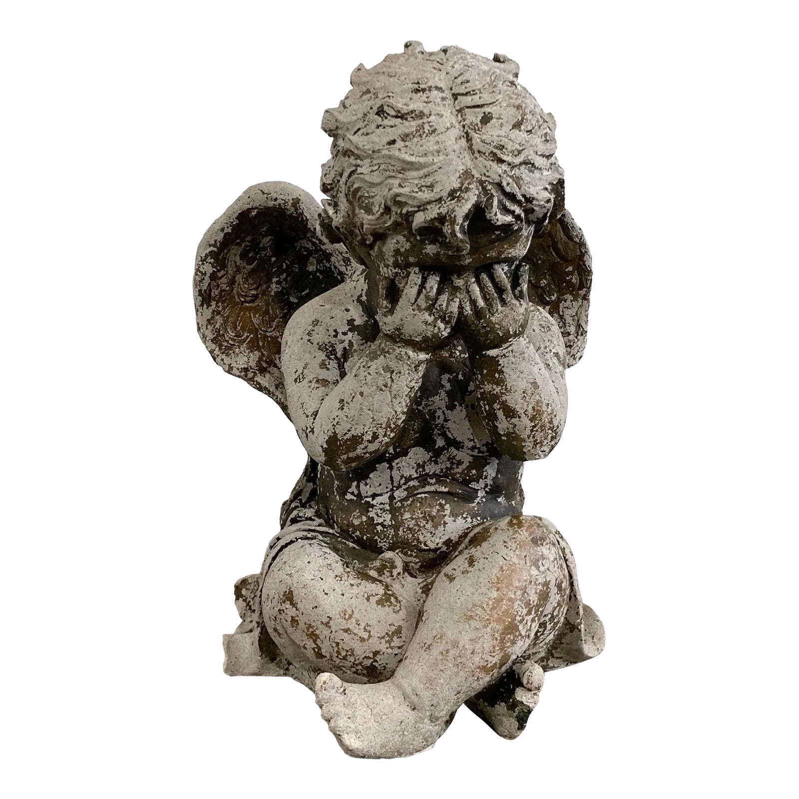 Vintage Concrete Angel Garden Ornament Chairish