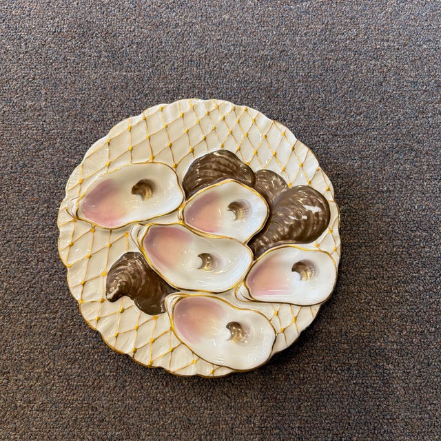 Gold Late 20th Century Gold Net Turkey Oyster Plate For Sale - Image 8 of 12