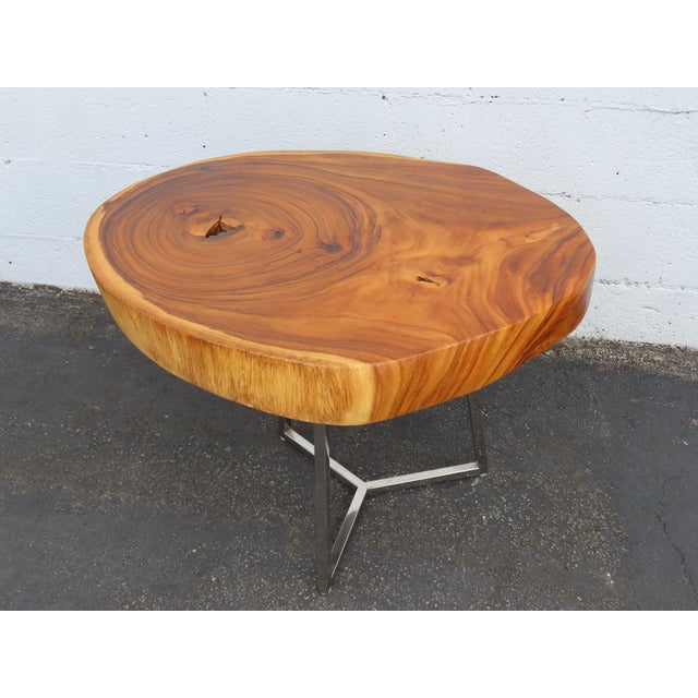Coffee Rustic Natural Live Edge Wood Tree Slice Side Small End Coffee Table 6890 For Sale - Image 8 of 17