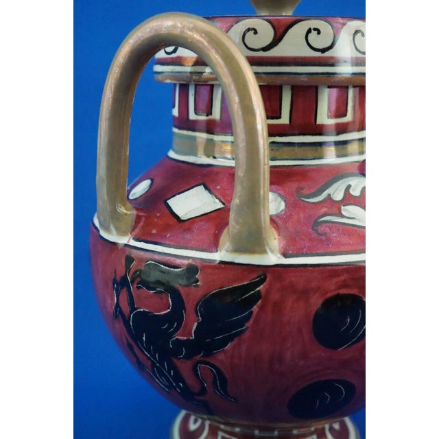 Majolica Lustre Ceramic Vase with Griffin by Angelo Pascucci of Icap Gualdo Tadino, Italy, 1920s For Sale - Image 15 of 18