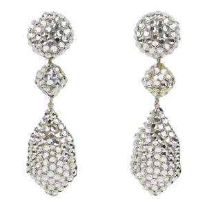 Richard Kerr Dangle Silver Crystal Pair of Clip Earrings