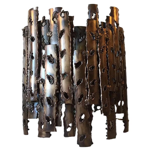 Danish Brutalist Bronze Sconce, 1960s For Sale
