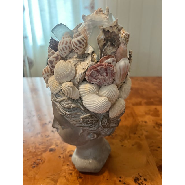 Greek Goddess Bust Encrusted With Shells and Sea Glass For Sale - Image 9 of 9