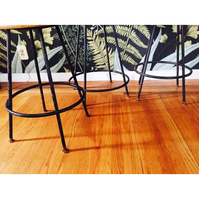 Mid-Century Rattan & Wrought Iron Counter Height Bar ...