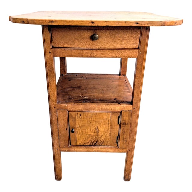 Early 19th Century Primitive Washstand Commode Side Table For Sale