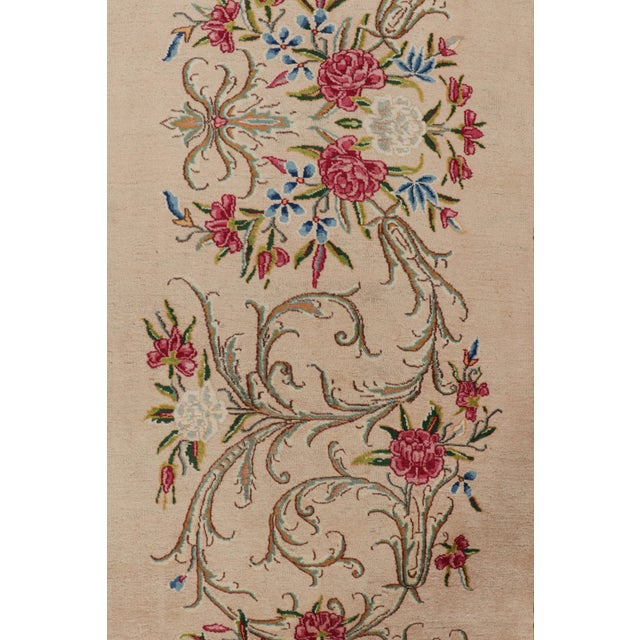 Traditional Vintage Signature Twin Persian Runners in Beige With Red & Green Floral Patterns For Sale - Image 3 of 7