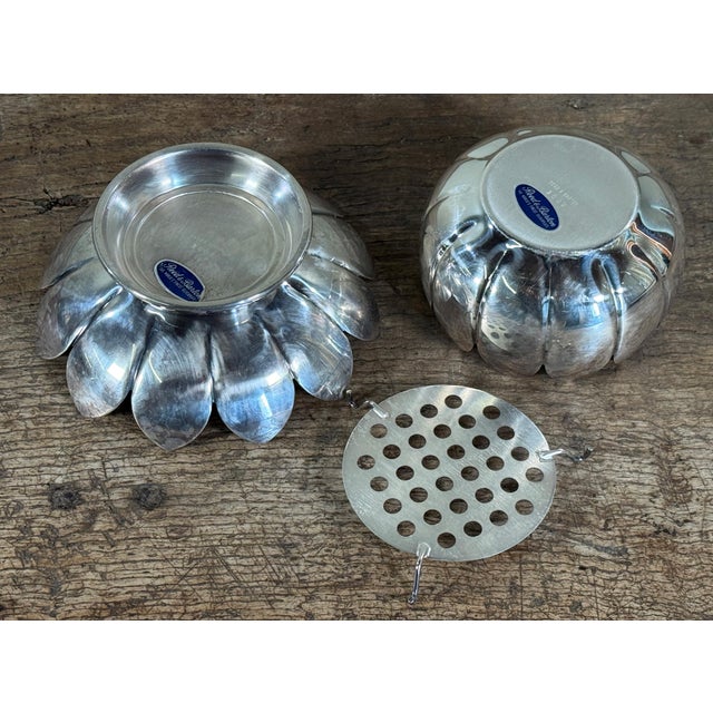 Reed & Barton Silverplate Lotus Flower Bowl With Flower Frog Insert For Sale In Providence - Image 6 of 7
