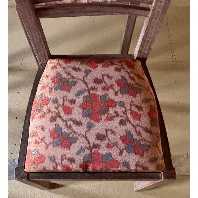 Mid Century Anglo Indian Style Decoupage Wood Dining Chairs With Patterned Paper and Lacquered Overlay For Sale - Image 11 of 16