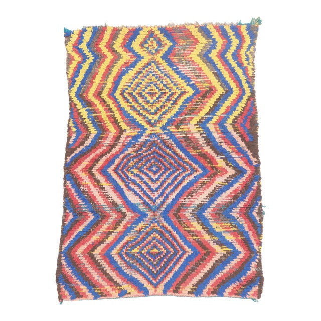 Vintage Azilal Boucherouite Moroccan Rug, 04'11 X 06'08 For Sale