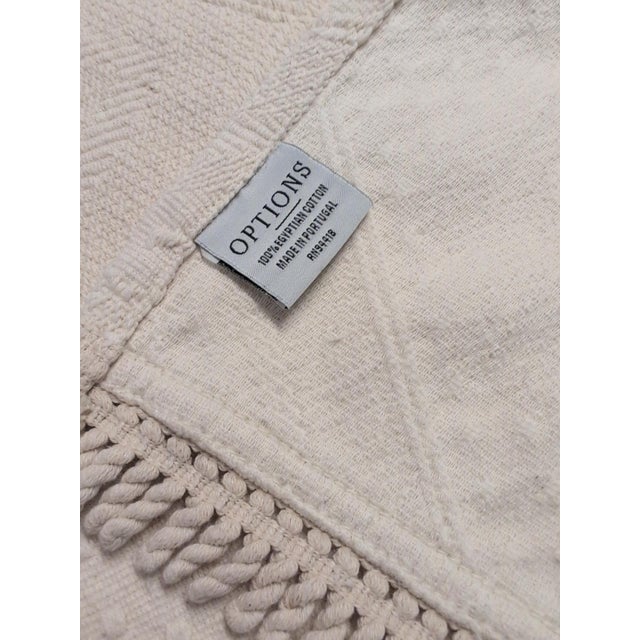 Textile VTG King Egyptian Cotton Matelassé Coverlet Made in Portugal Ivory/Tan Fringed For Sale - Image 7 of 10