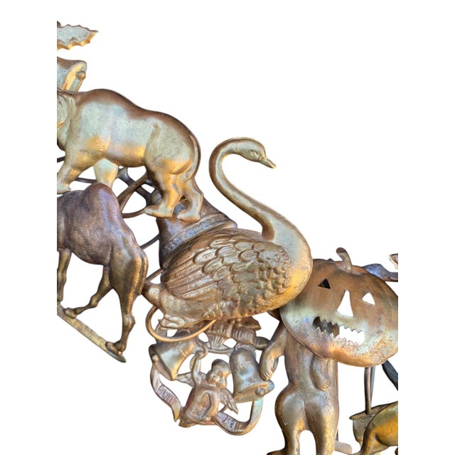 Late 20th Century Large Petites Choses All-Seasons Brass Wreath Dresden Easter Christmas Halloween Etc. For Sale - Image 10 of 17