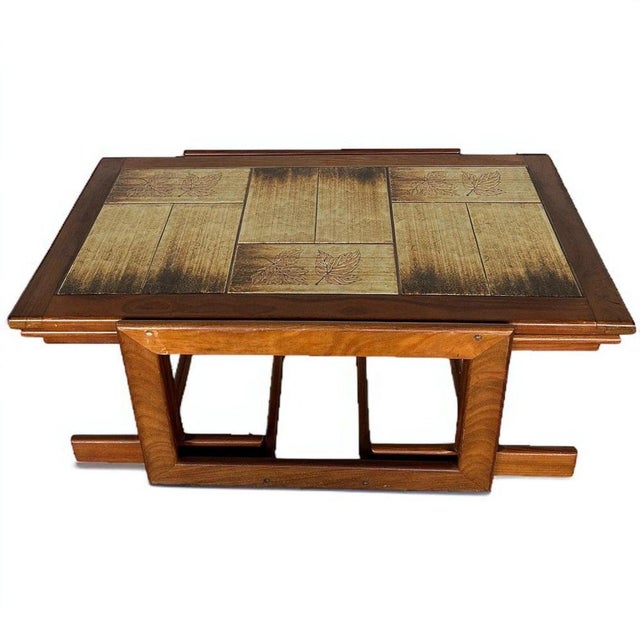 Mid-Century Danish Nesting Tables in Teak with Ceramic Tile Tops, 1960s, Set of 3 For Sale - Image 6 of 8
