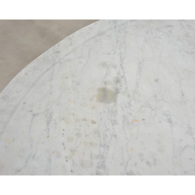 White Italian Round Iron Carrara Marble Center or Garden Table For Sale - Image 8 of 15