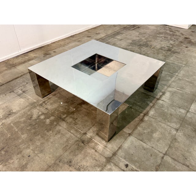 Metal Italian Mid-Century Modern Polished Steel Coffee Table, 1970s For Sale - Image 7 of 7