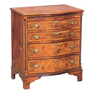 English Bachelor's Small Chest or Bedside Cabinet of Burl Walnut For Sale