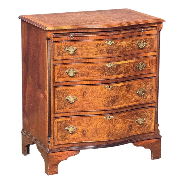 English Bachelor's Small Chest or Bedside Cabinet of Burl Walnut For Sale