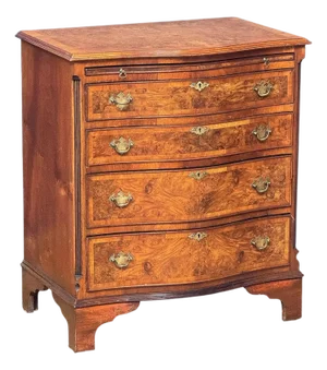 English Bachelor's Small Chest or Bedside Cabinet of Burl Walnut