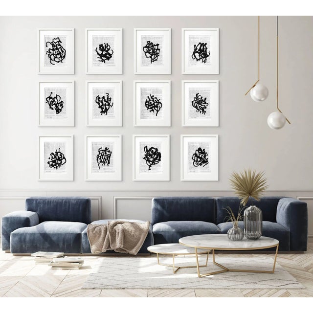 Each drawing is a spontaneous creation made by Diane with a special mix of black ink and acryl paint on old American...